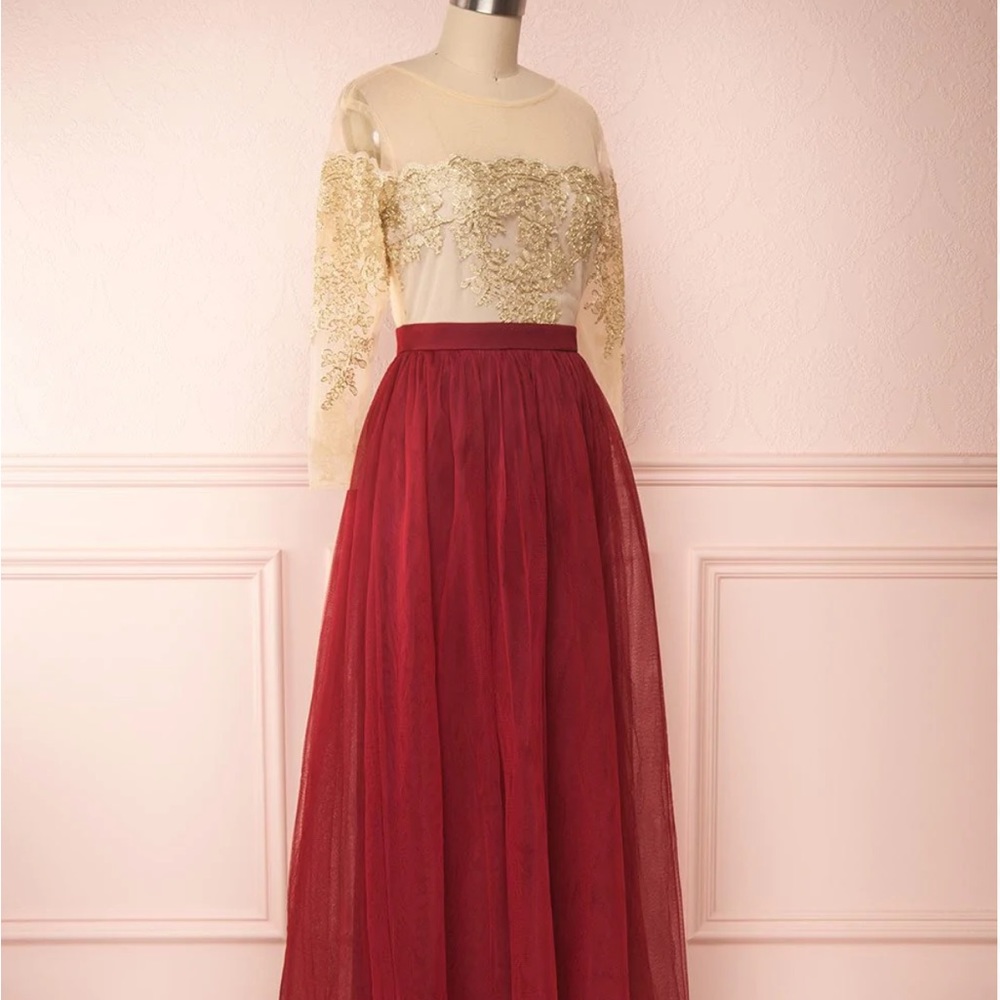 Josiane Burgundy | Tulle A-Line Gown brand new